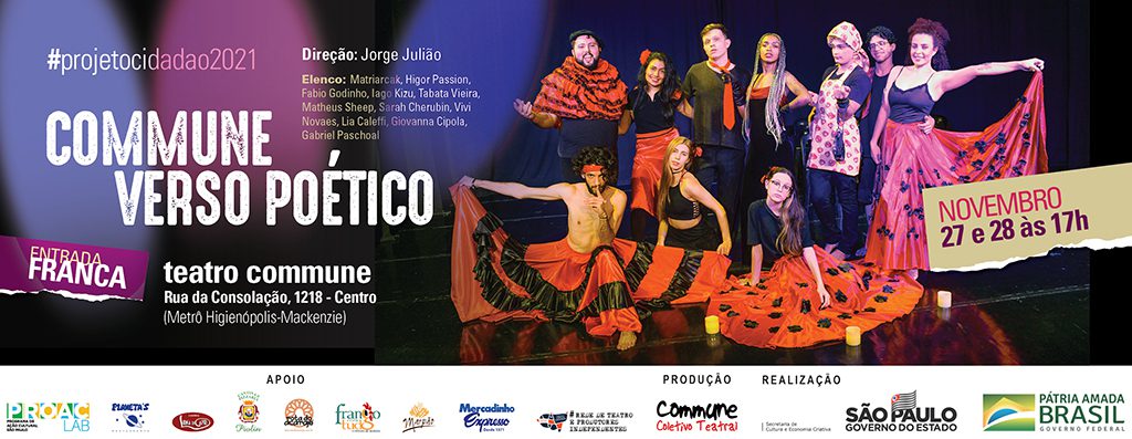 Cartaz do espetáculo Verso Poético, do Projeto Teatro Cidadão